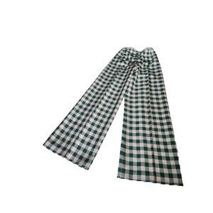 Checkered Bell Bottom 70s Polyester Britain Sz Sm Pants Pleated Trouser Green Wi
